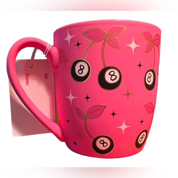 Sheffield Home NWT Black Pink 8 Ball Cherry Metallic Smooth Touch Mug - Picture 4 of 6